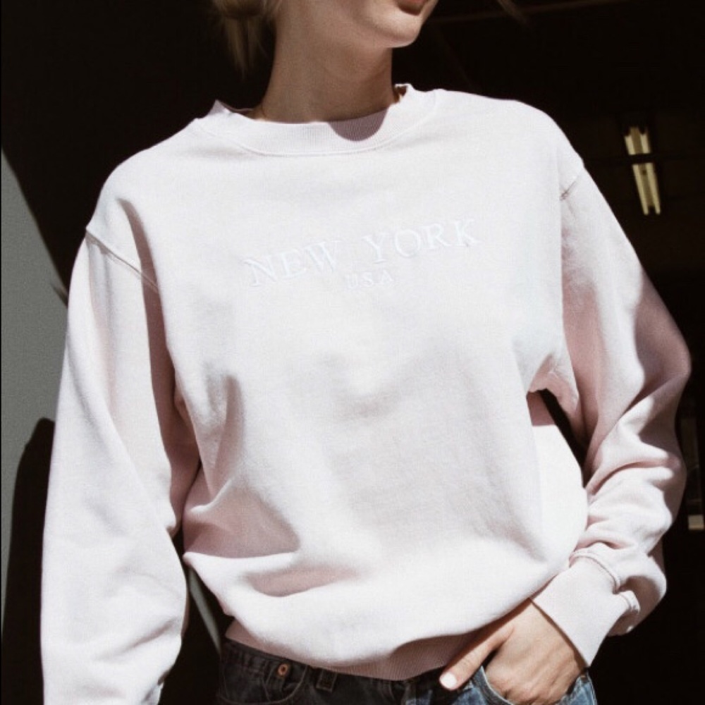 Brandy Melville Pink New York Erica Sweatshirt